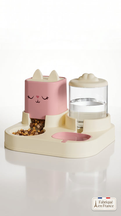 Distributeur Automatique Nourriture & Eau pour Chat et Chien — Bols 2 en 1 Détachables