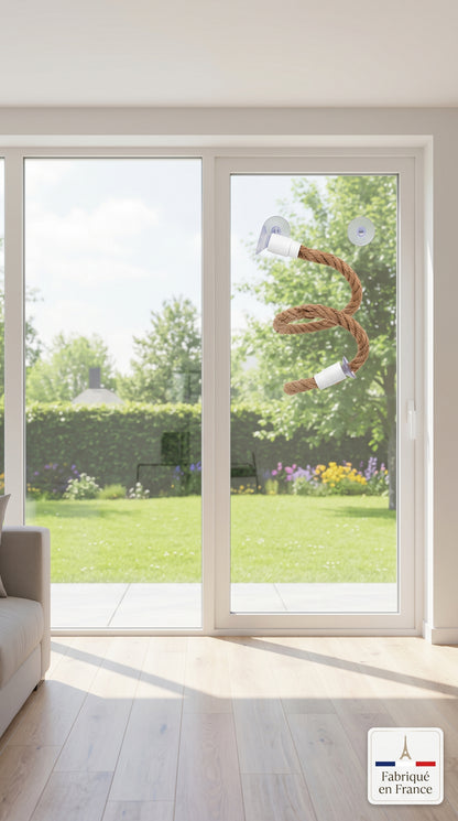 Perchoir Flexible en Corde de Chanvre pour Oiseau — Ventouse Antidérapante, DIY
