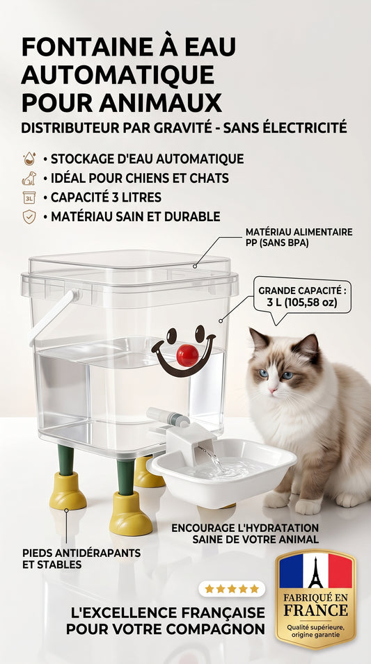Distributeur Eau Automatique 3L Chien Chat – Fontaine Gravité