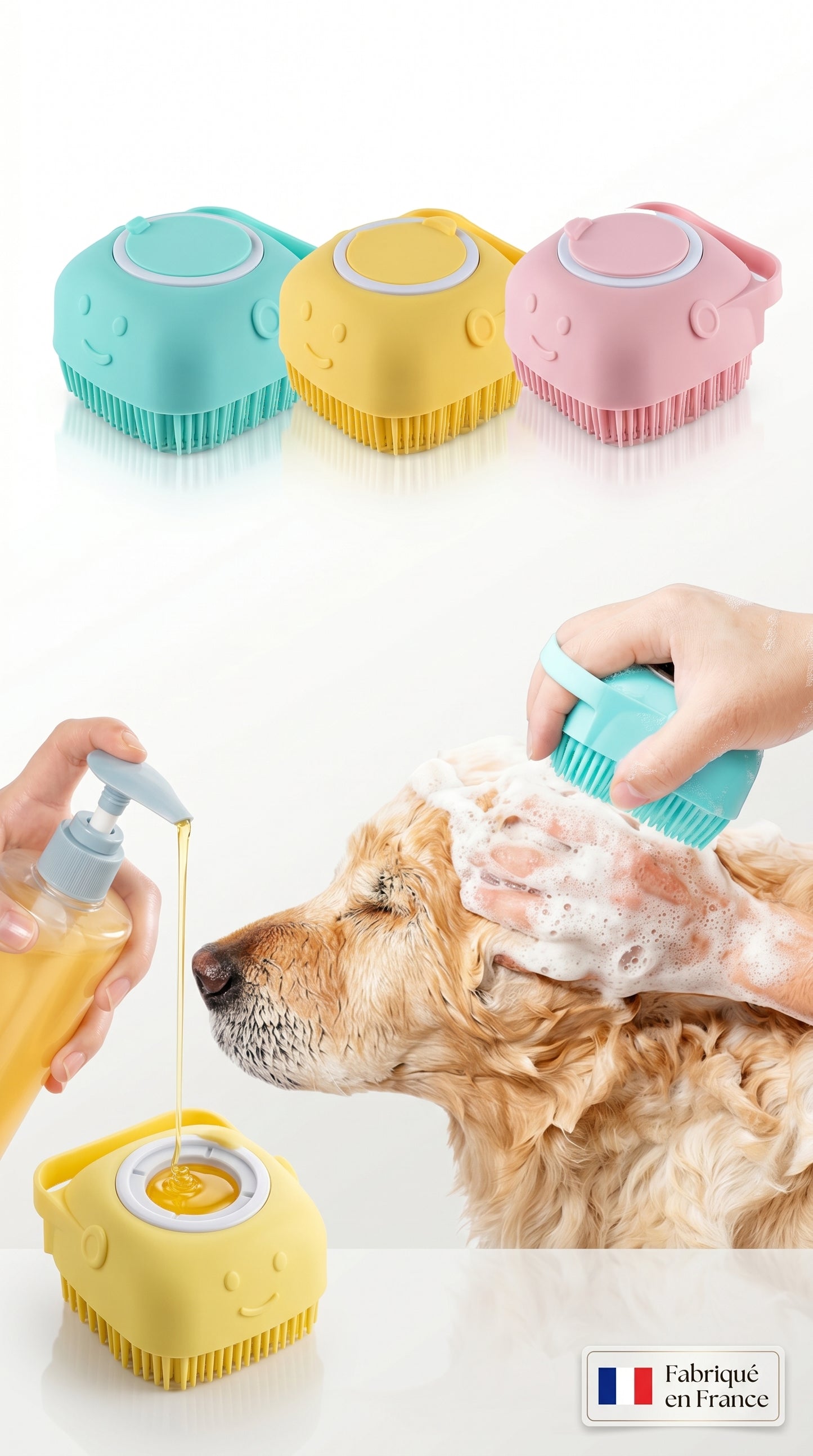 Gant de Bain Silicone Chien Chat – Brosse Massage Toilettage