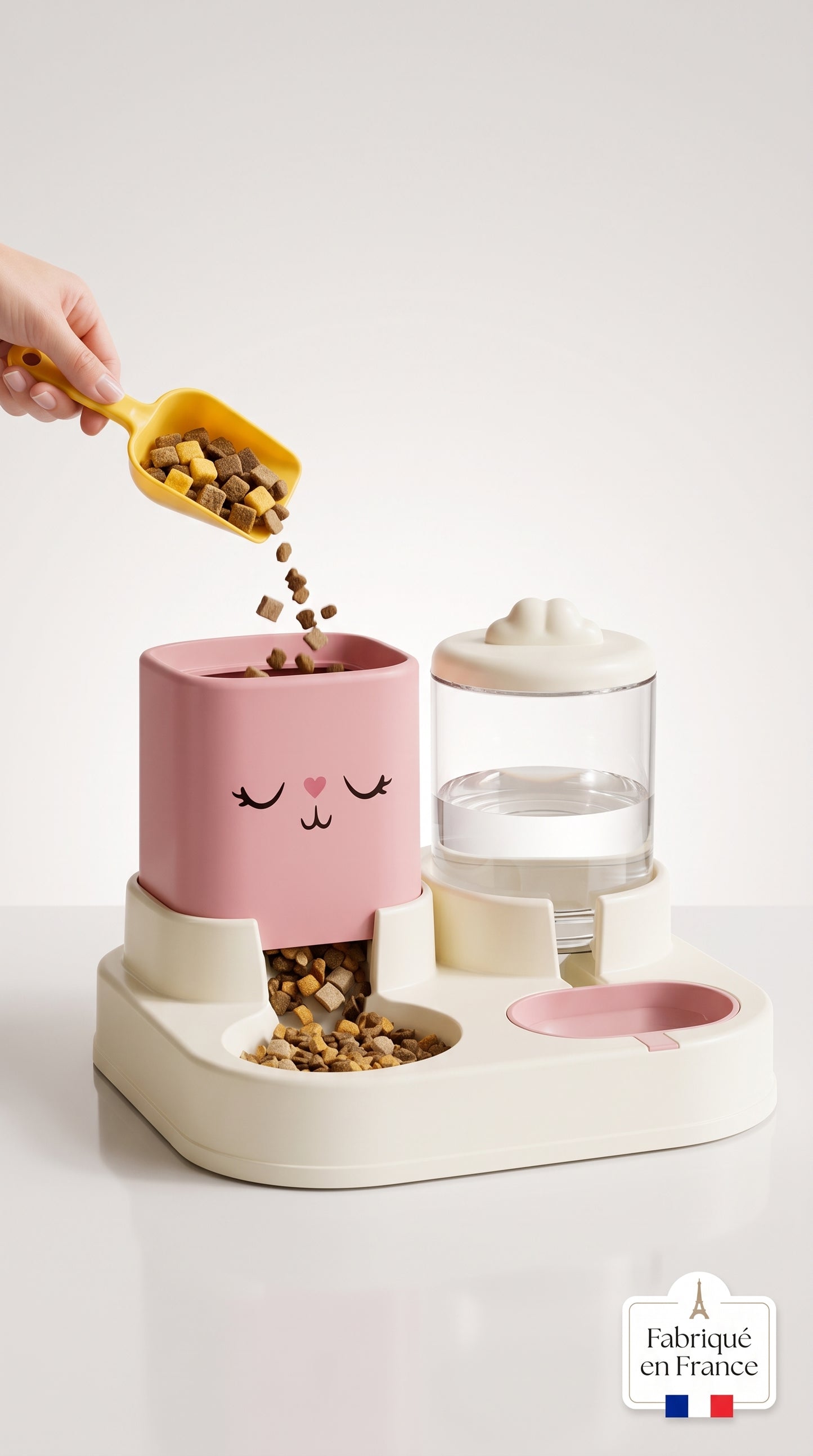 Distributeur Automatique Nourriture & Eau pour Chat et Chien — Bols 2 en 1 Détachables