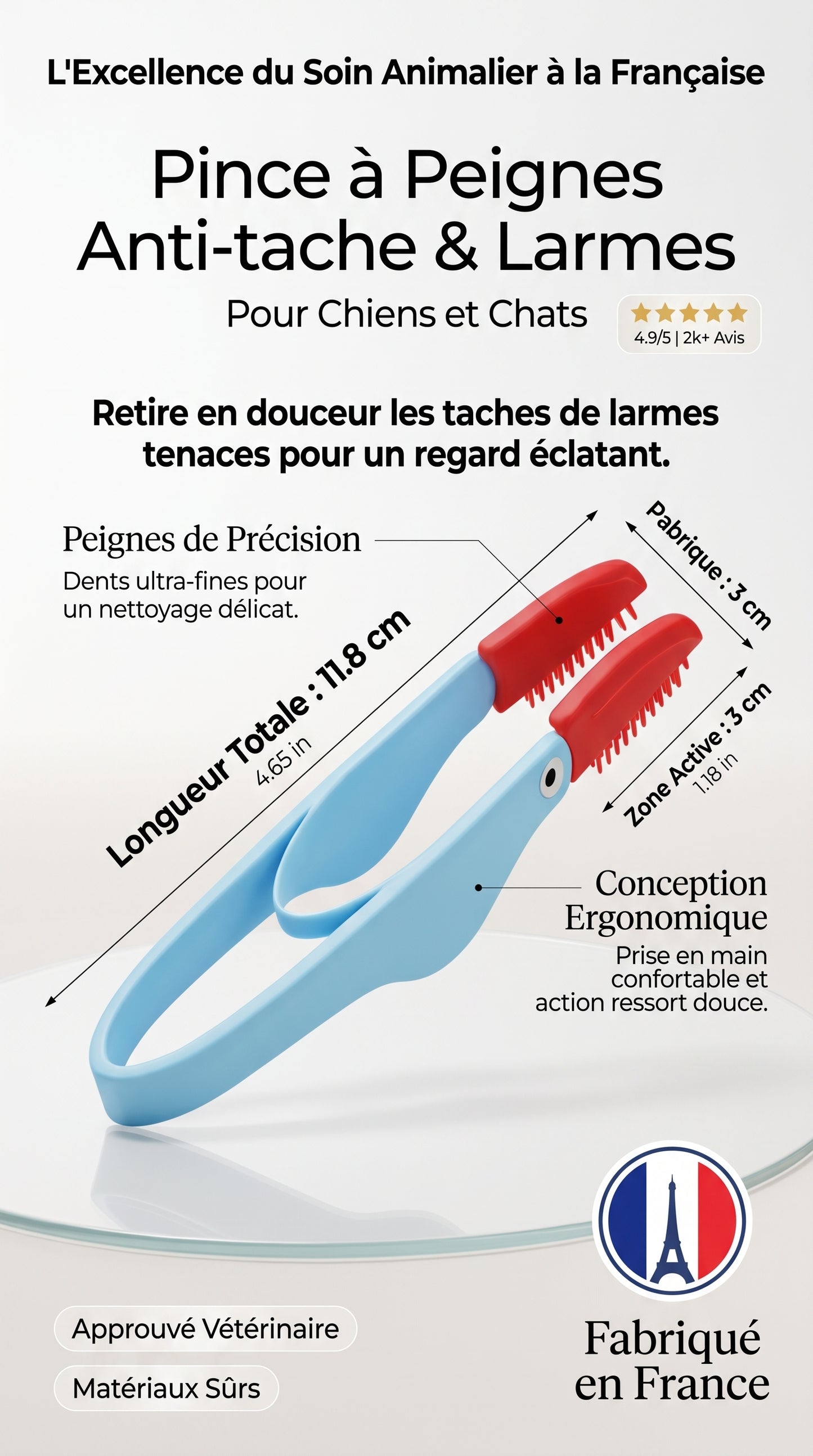 Peigne Anti-Taches Yeux Chien Chat – Brosse Douce Toilettage