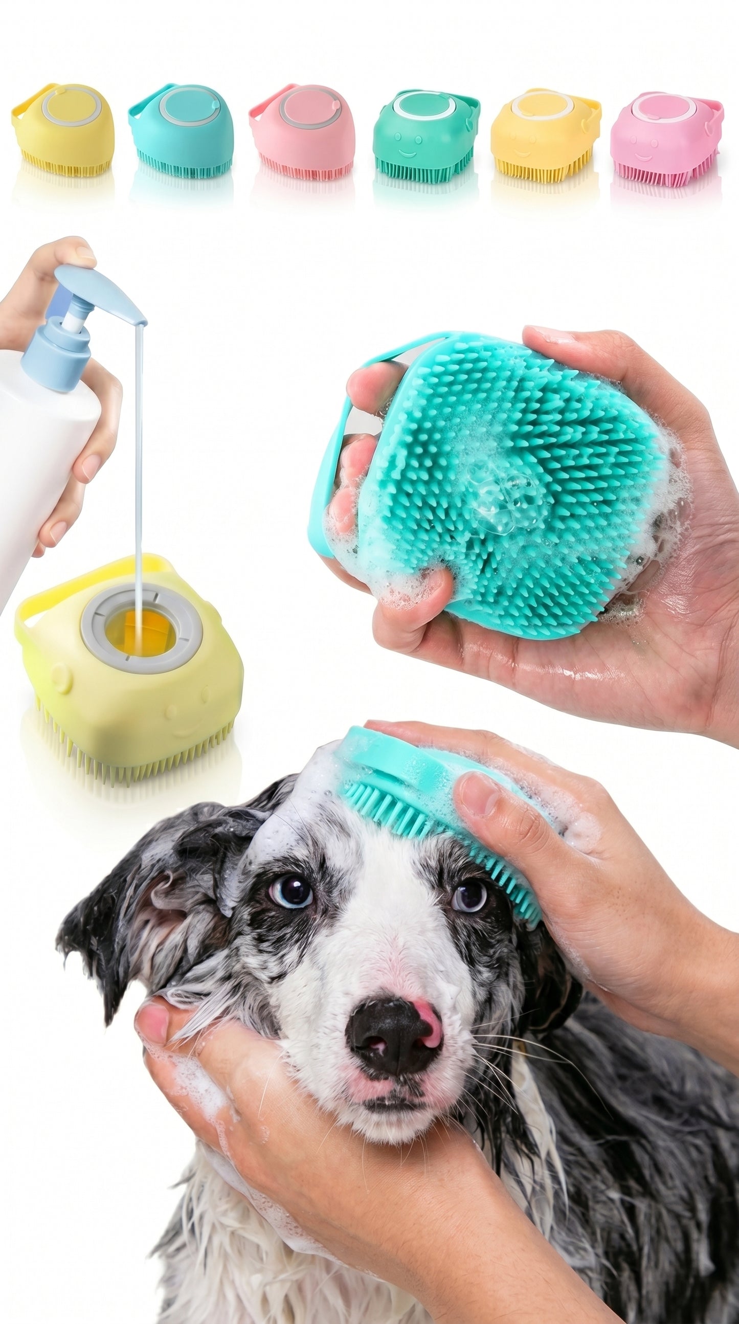 Gant de Bain Silicone Chien Chat – Brosse Massage Toilettage