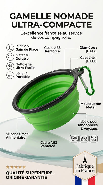 Bol Pliable Silicone Chien Chat – Gamelle Portable avec Mousqueton