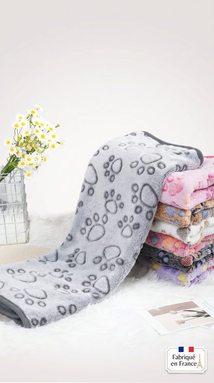 Couverture Flanelle Douce Chien Chat – Motif Patte 4 Tailles