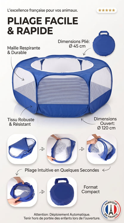 Parc Portable Pop-Up pour Petits Animaux — Hamster, Lapin, Cochon d'Inde