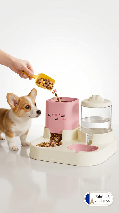 Distributeur Automatique Nourriture & Eau pour Chat et Chien — Bols 2 en 1 Détachables