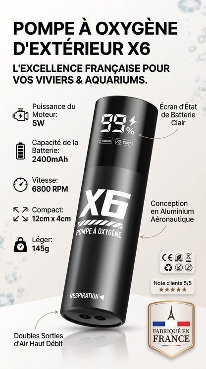 Pompe à Air pour Aquarium & Pêche — Portable USB, Batterie Lithium 2400mAh, Silencieuse