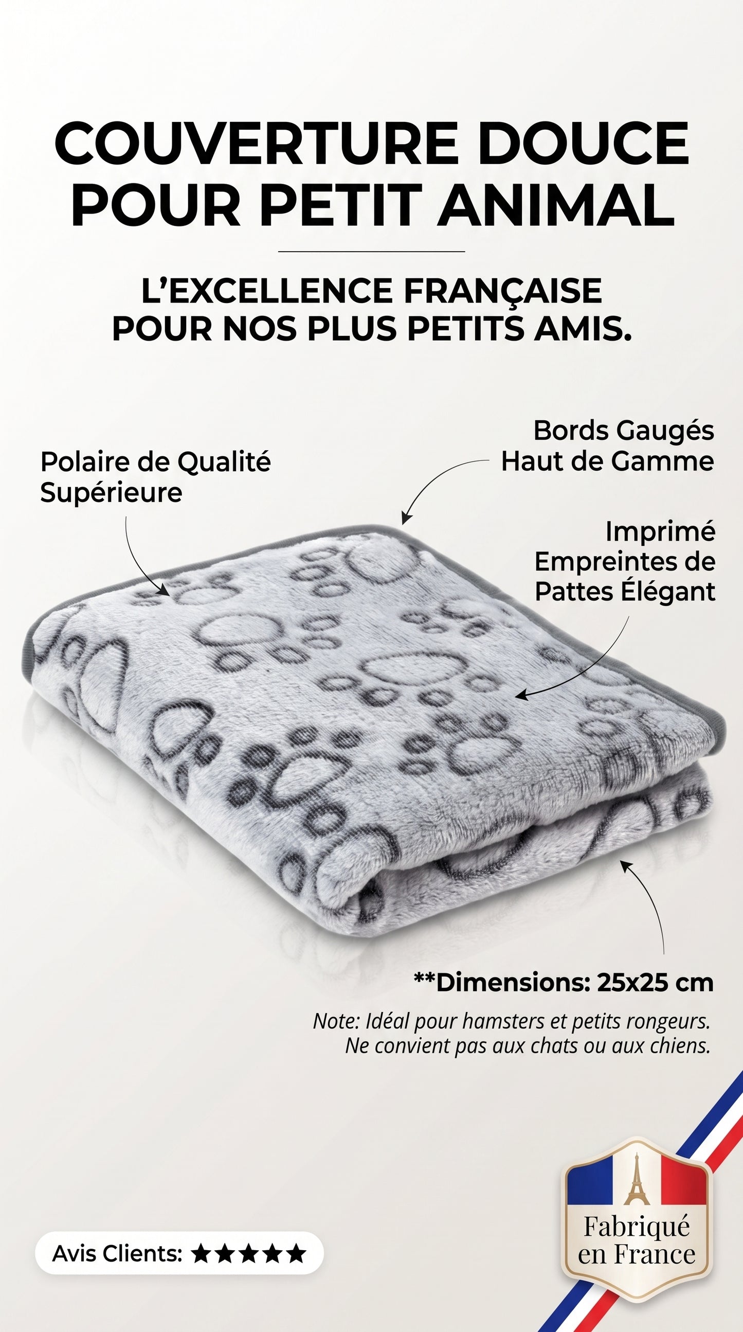 Couverture Flanelle Douce Chien Chat – Motif Patte 4 Tailles