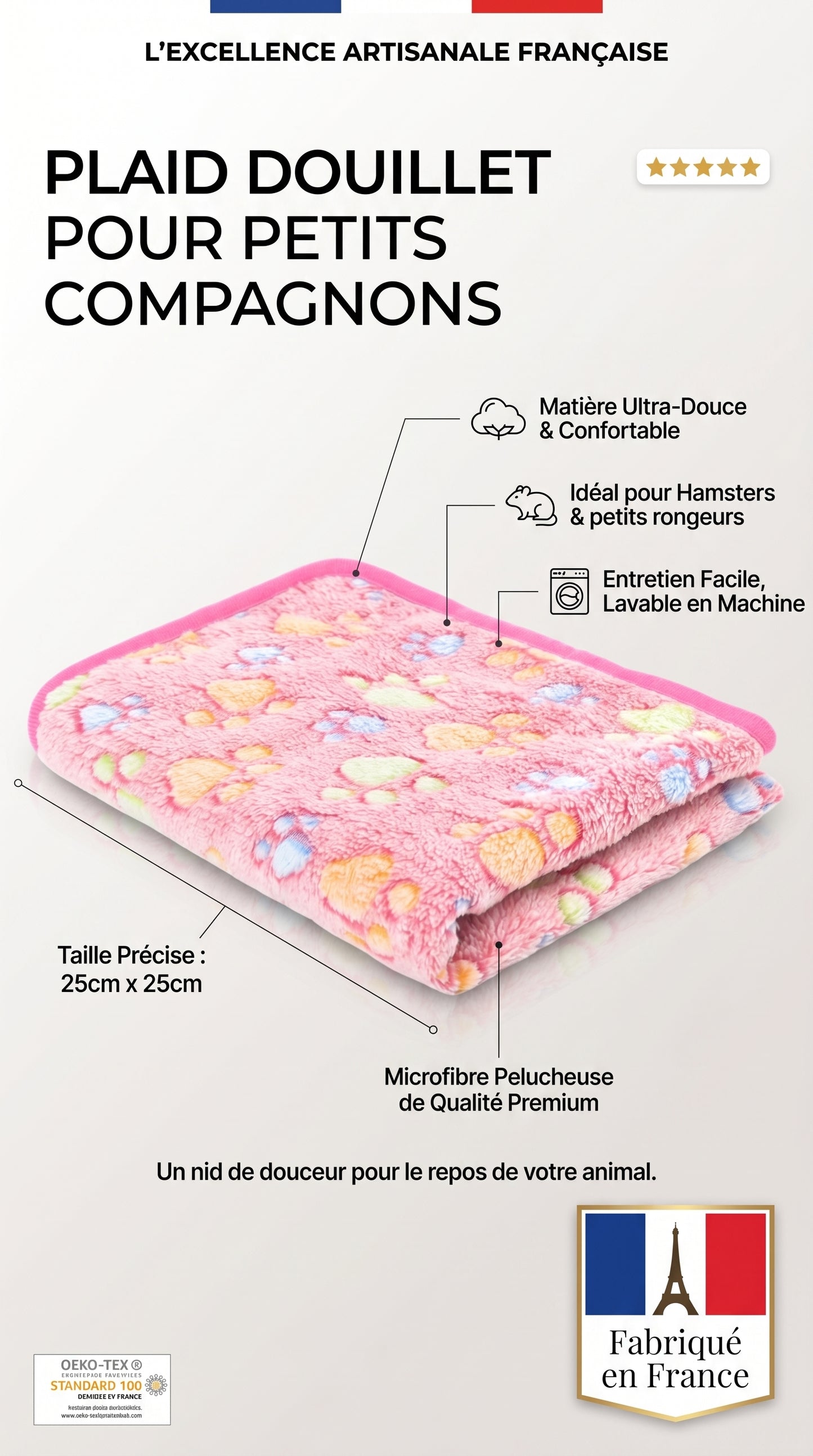 Couverture Flanelle Douce Chien Chat – Motif Patte 4 Tailles