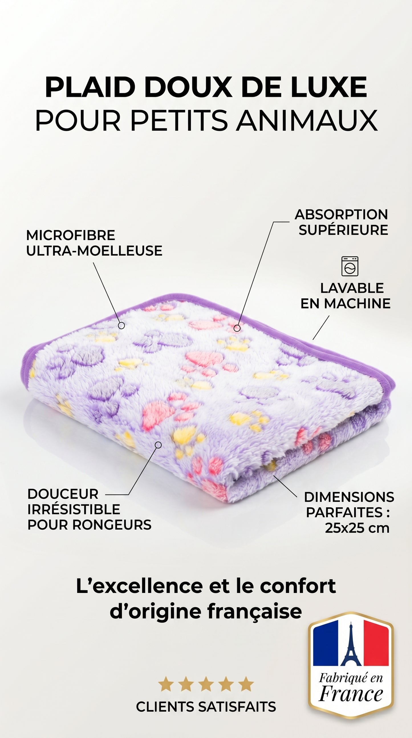 Couverture Flanelle Douce Chien Chat – Motif Patte 4 Tailles